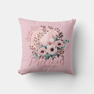 Coussin Citrouille rose lunatique Automne Floral Girly