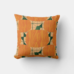 Coussin Citrouille : Triangle géométrique rétro.