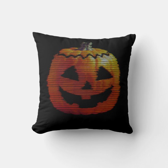 Coussin Citrouille TV Glitchy (Recto)