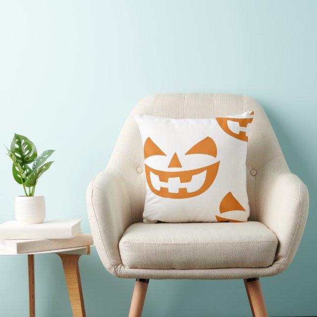 Coussin Citrouille Vampire souriant, Halloween drôle (Chaise)