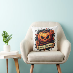 Coussin Citrouille Vintage doucement hanté Halloween flo