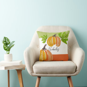 Coussin Citrouilles aquarelle personnalisées pour l'Action