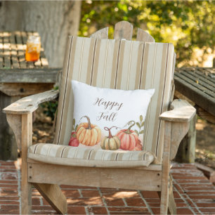 Coussin Citrouilles aquarelles d'automne avec texte person