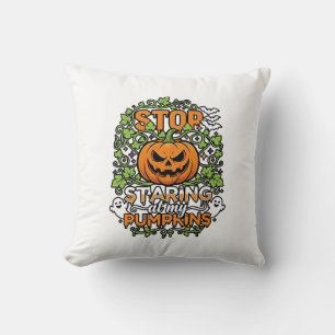 Coussin Citrouilles Arrêtez de Regarder Halloween Fantômes