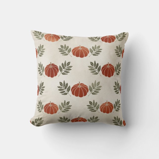 Coussin Citrouilles avec automne vert (Recto)