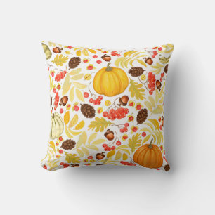 Coussin Citrouilles d'automne, glands, arrière - plan vint