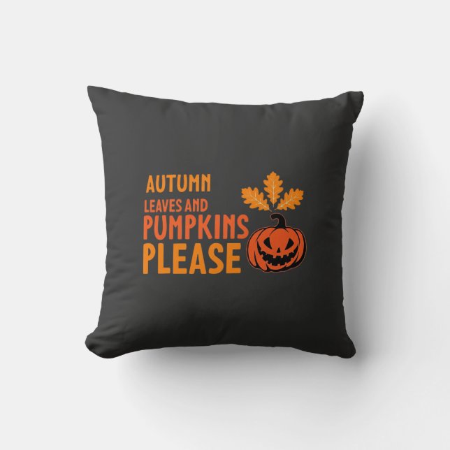 Coussin Citrouilles de feuilles d'automne S'il vous plaît  (Recto)