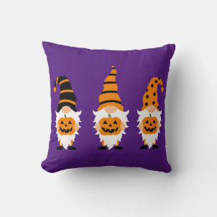 Coussin Citrouilles de gnomes Halloween orange violet