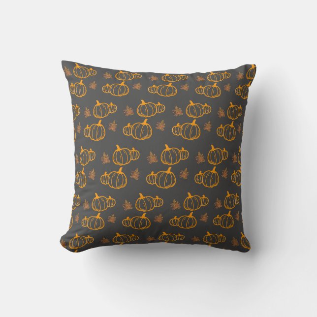 Coussin Citrouilles de récolte et feuilles d'automne (Recto)