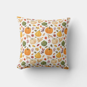 Coussin Citrouilles de récolte et Motif de feuilles d'auto