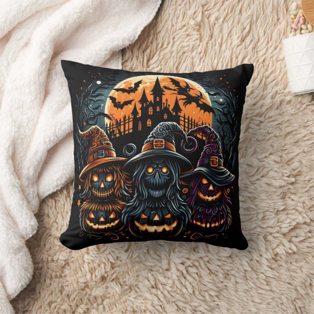 Coussin Citrouilles d'Halloween festifs brille sous le cla (Couverture)