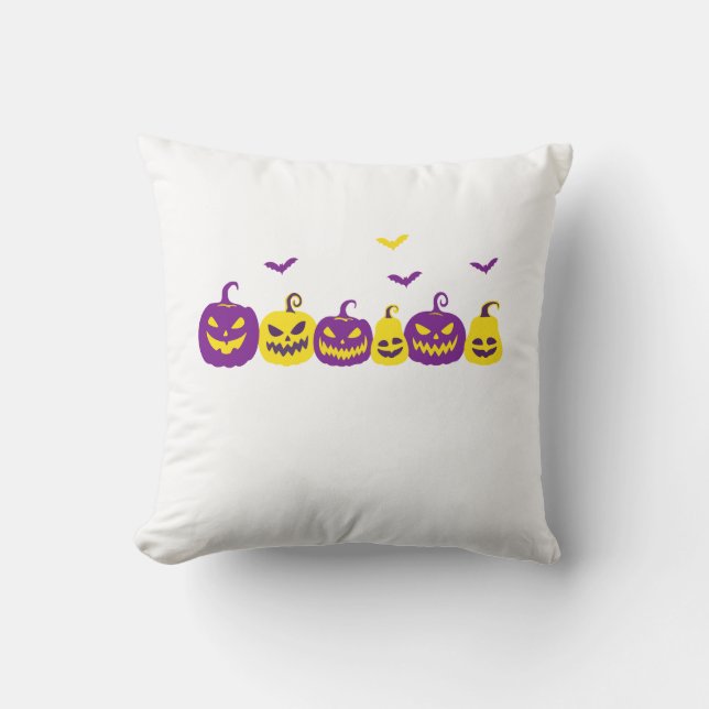 Coussin Citrouilles effrayantes et amusantes (Recto)