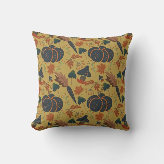 Coussin Citrouilles et carottes motif sans soudure (Recto)