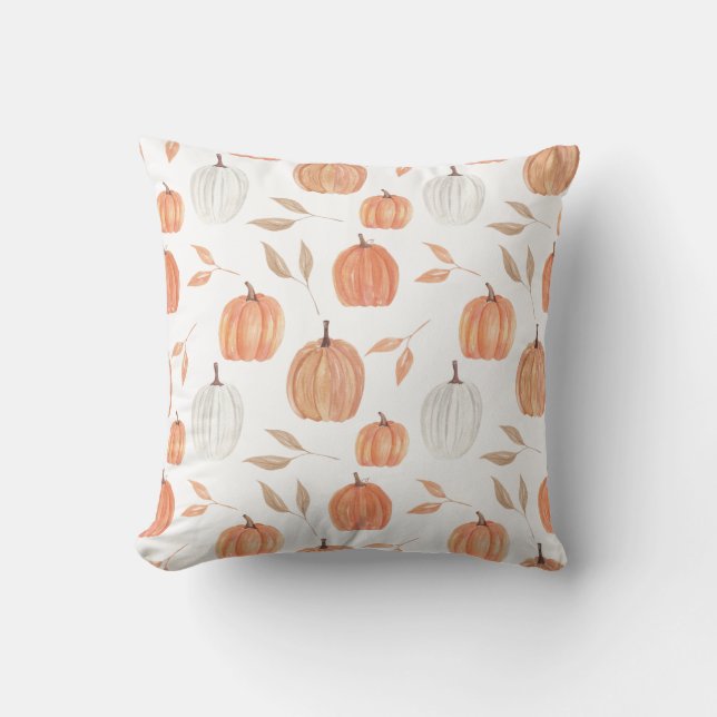 Coussin Citrouilles et feuilles d'automne (Recto)