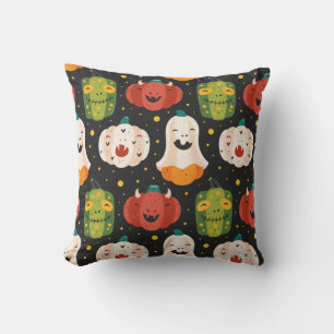 Coussin Citrouilles et gourmands d'Halloween
