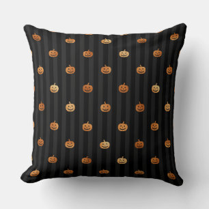 Coussin Citrouilles et rayures seamless orange en feuille