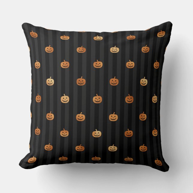 Coussin Citrouilles et rayures seamless orange en feuille  (Recto)