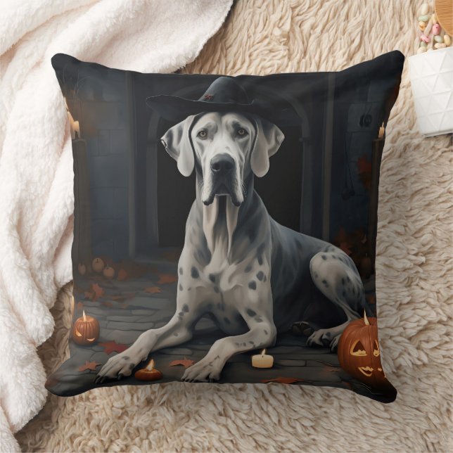 Coussin Citrouilles Great Dane Halloween Épouvantable Flip (Couverture)