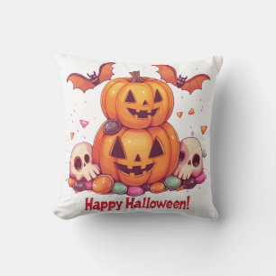 Coussin Citrouilles Halloween mignonnes 🎃 et bonbons fun