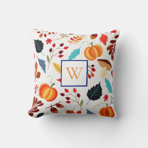 Coussin Citrouilles Initiales sur le Thème de l'Automne