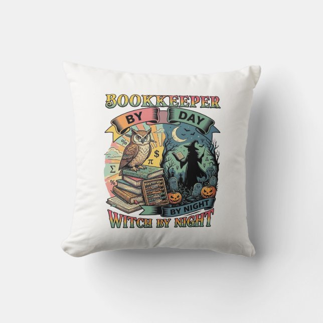 Coussin Citrouilles Livres de sorcière de jour de comptabl (Recto)