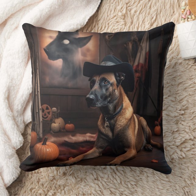 Coussin Citrouilles Malinois Belges Halloween Épouvantable (Couverture)
