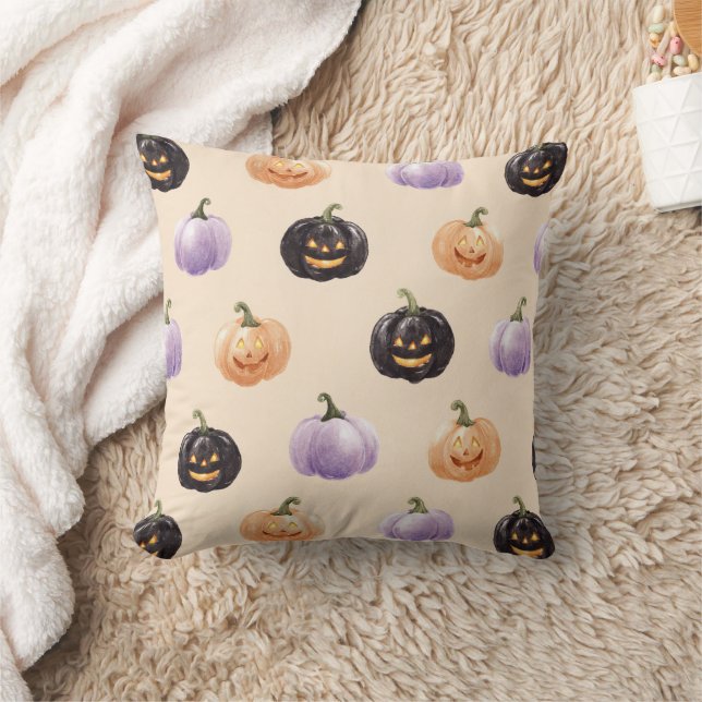 Coussin Citrouilles Orange Noir Violet (Couverture)