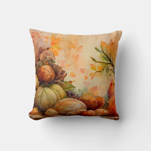 Coussin Citrouilles oranges rustiques vintage récolte auto (Recto)