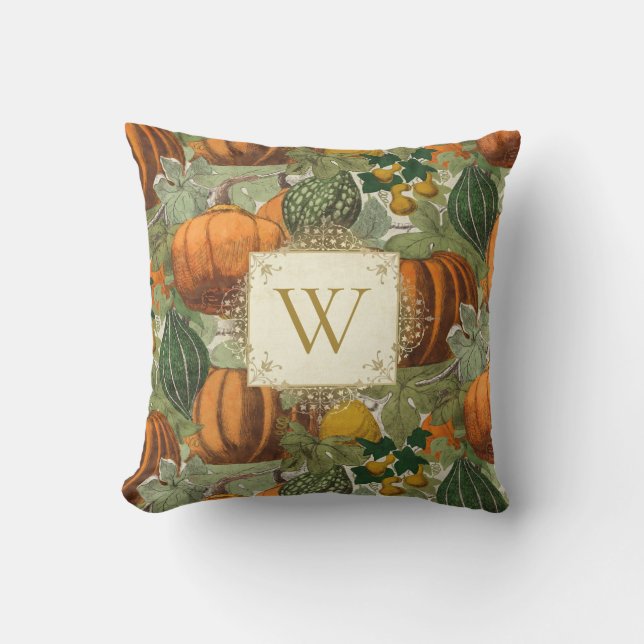 Coussin Citrouilles vintages et Gourds Lancer l'oreiller (Recto)