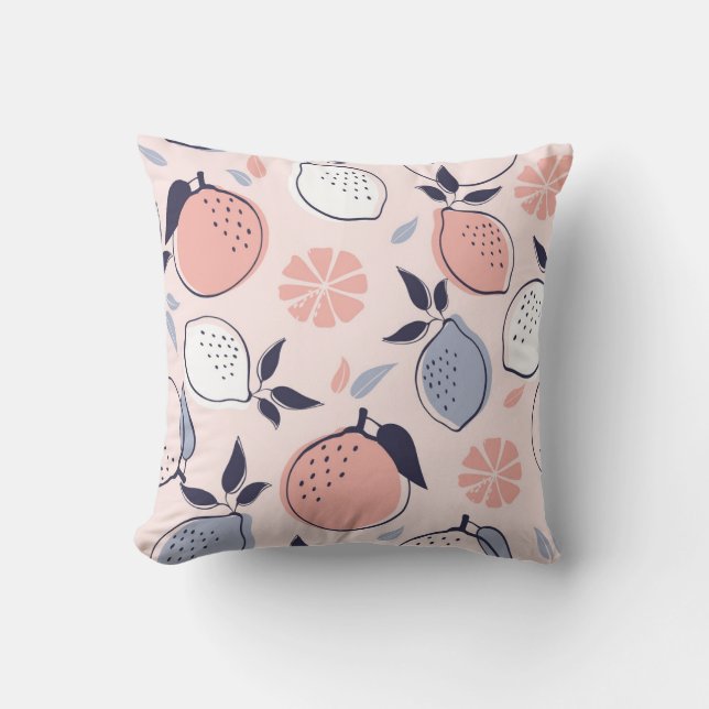 Coussin Citrus Abstrait Motif de citron et d'oranges en Pa (Recto)