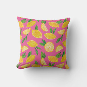 Coussin Citrus Citron Fruit motif rose