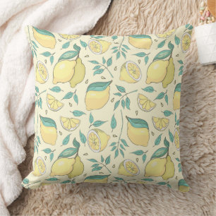 Coussin Citrus de citron moderne jaune d'été Personnalisé