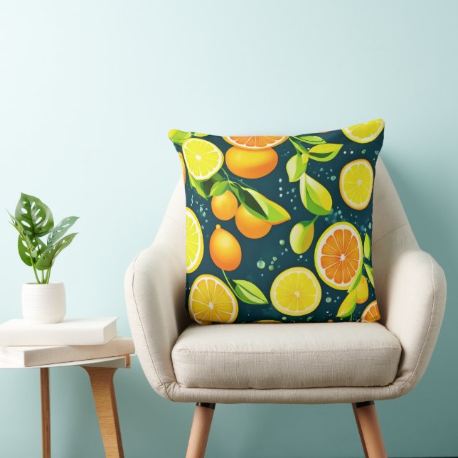 Coussin Citrus Kaleidoscope : un Medley vibrant (Chaise)