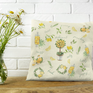Coussin Citrus rustique Citron jaune Motif
