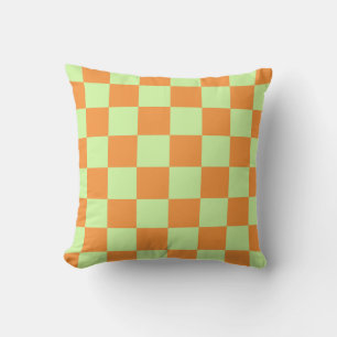 Coussin Citrus vert orange À damiers En vichy Motif