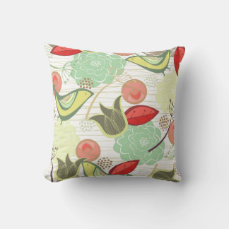 Coussin Citrus Whimsical Sweet Birds Floral Garden Cushion