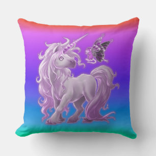 Coussin Clair Pastel Rainbow Pink Unicorne
