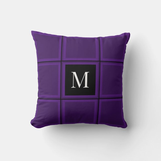 Coussin Clair Royal violet rayé personnalisé unique initia (Recto)