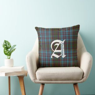 Coussin Clan Anderson Tartan Plaid Monogramme Jeu d'oreill