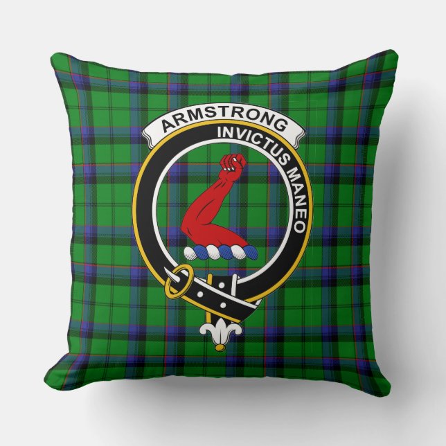Coussin Clan Armstrong Badge Tartan, Badge et Logo (Recto)
