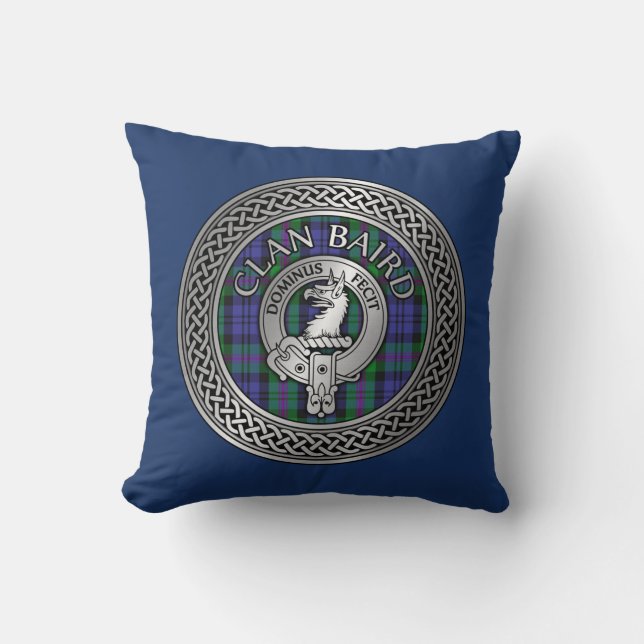 Coussin Clan Baird Crest & Tartan Knot (Recto)