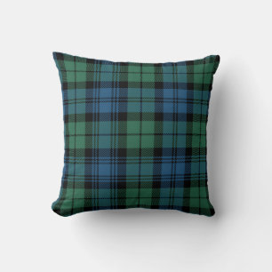 Coussin Clan bleu vert plaqué rustique Campbell Tartan