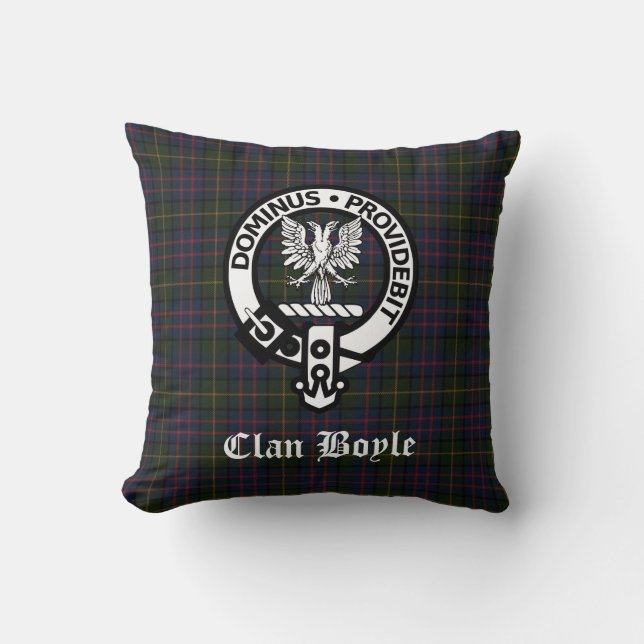 Coussin Clan Boyle Crest Badge & Tartan (Recto)
