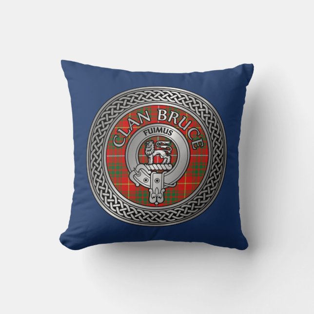 Coussin Clan Bruce Crest & Tartan Knot (Recto)