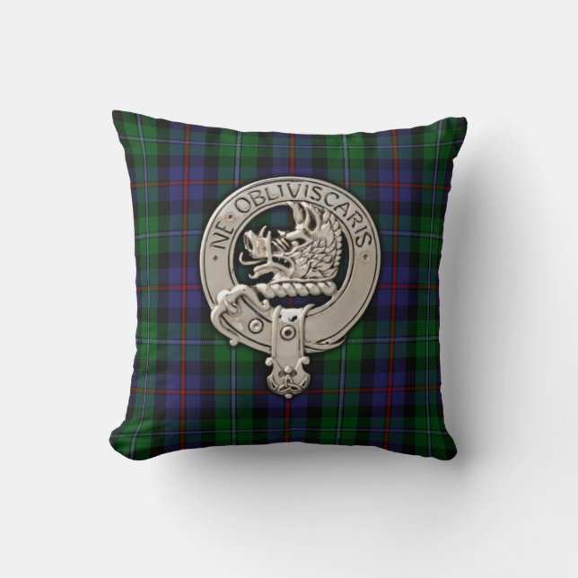 Coussin Clan Campbell Crest et Cawdor Tartan (Recto)