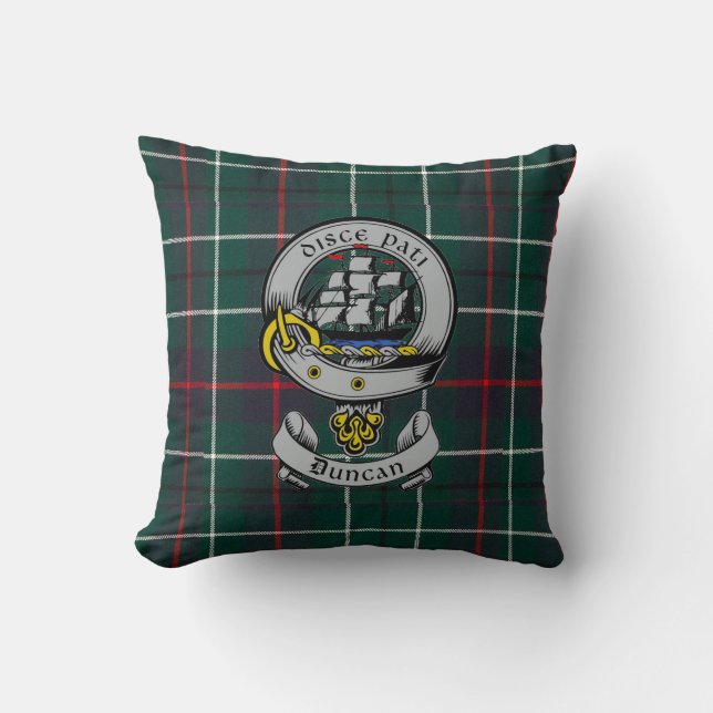 Coussin Clan Duncan Crest Badge et Tartan (Recto)