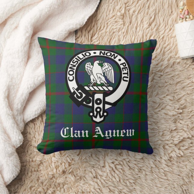 Coussin Clan écossais Agnew Crest & Tartan (Couverture)