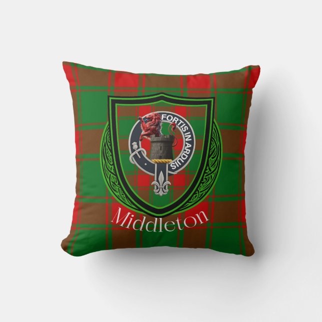 Coussin Clan écossais de Middleton Tartan & Crest (Recto)