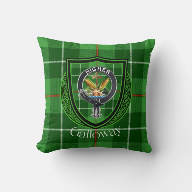 Coussin Clan écossais Galloway Tartan & Crest (Recto)