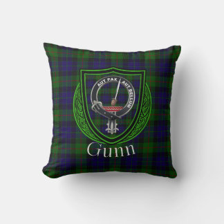 Coussin Clan écossais Gunn Tartan & Crest